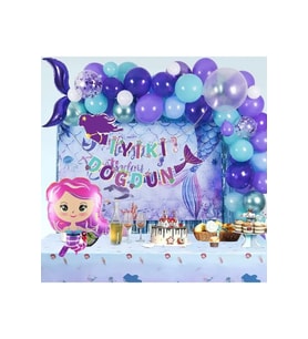 Lüks Deniz Kızı Balon Folyo Balon Set