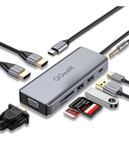 USB-C Hub 9in1 Çoklayıcı Bağlantı İstasyonu (Type-C, 4K HDMI, VGA ve Hızlı PD Şarj, SD ve Micro SD)
