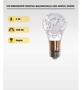 4W Dekoratif Kristal Baloncuklu LED Ampul 3000K Gün Işığı (Sarı)