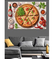Odun Ateşinde Taze İtalyan Pizzası Dekoratif Kanvas - Mdf Ahşap Tablo