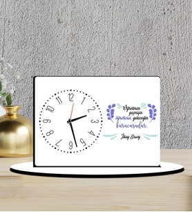 Kişiye Özel 24 Kasım Öğretmenler Günü Hediyesi Ahşap Biblo Masa Saati 15*21 CM