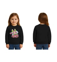 Unisex Labubu Baskılı Çocuk Swaetshirt 3 İplik Şardonlu (Siyah)