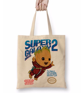 Baby Groot Super Galaxy Bros Bez Çanta Uzun Saplı