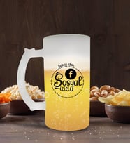 BK Gift Kişiye Özel Sosyal İçici Tasarımlı Buzlu Cam Bira Bardağı 50cl-3 (Beyaz)