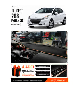 e-biz PEUGEOT 208 ESKİ Uyumlu Torpido Koruma, Torpido Örtüsü, Torpido Kılıfı - Siyah-Kahverengi - PE029