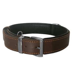 Markapet Lüks Deri Köpek Boyun Tasması 2,5x30-38 cm Siyah Kahve Medium