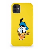 Apple iPhone 11 Soft Premier Kapak Donald Duck-A Tasarımlı Silikon Kılıf - Sarı (Şeffaf)