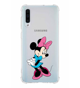 Samsung Galaxy A50s  Köşe Korumalı Antişok Kapak Minnie Mouse Tasarımlı Şeffaf  Kılıf