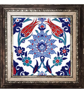 Armada Çini 20X20 Cm Ac 4 İznik Lale Desen Kütahya Çini Pano Seramik
