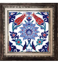 Armada Çini 20X20 Cm Ac 4 İznik Lale Desen Kütahya Çini Pano Seramik