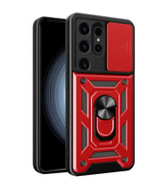 Northcity Samsung Galaxy S24 Ultra Uyumlu Kılıf Pars Lens Yüzüklü Silikon - Kırmızı