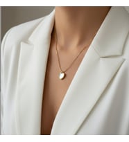 Lente Aksesuar Çelik Sedefli Minimal Kalp Kolye (Gold)