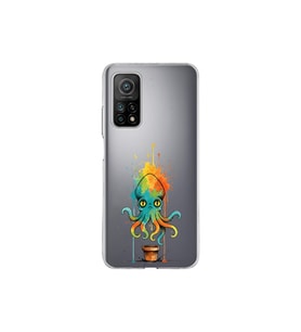 Xiaomi Mi 10 T ile uyumlu Splash ahtapot tasarımlı şeffaf silikon kılıf