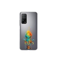 Xiaomi Mi 10 T ile uyumlu Splash ahtapot tasarımlı şeffaf silikon kılıf