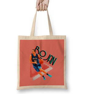 Bojan Bogdanovic Vintage Art - Legend Basketball Gift Bez Çanta Uzun Saplı