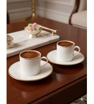 REGNA HOME Sena 4 Parça 2 Kişilik Yaldızlı Porselen Kahve Seti 90 ML