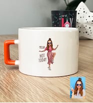 Kişiye Özel Karikatürlü Not Today Motivasyon Lüks Fincan Doğum Günü Hediyesi