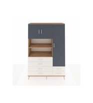 Hyperion Dolap 9 Raflı 6 Çekmeceli 3 Kapaklı 132x44x195 Çam-Antrasit/Aytaşı