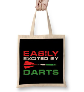 Easily Excited By Darts Dartist Bullseye Dart Throwing Team Bez Çanta Uzun Saplı