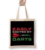 Easily Excited By Darts Dartist Bullseye Dart Throwing Team Bez Çanta Uzun Saplı