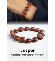 Kırmızı Jasper Doğal Taş Yassı Daire Kesim Bileklik