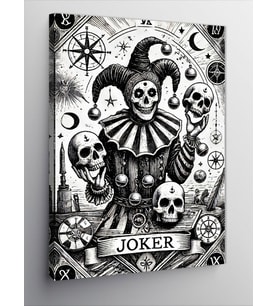 Kanvas Tablo Kafatası Joker Çizimi