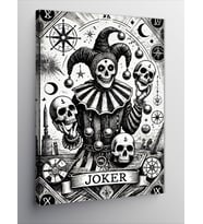 Kanvas Tablo Kafatası Joker Çizimi