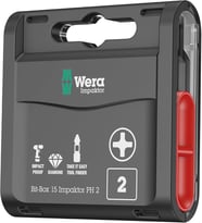 Wera 05057752001 Bit-Box 15 Impaktor, 851/1 Imp Dc Ph 2 X 25 Mm Impaktor Diamond Phillips Bits Uç Se