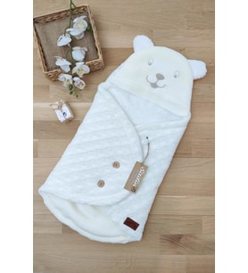 Kız Erkek Bebek Unisex Krem Triko Kundak Anakucağı STL4874
