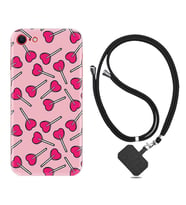 Apple iPhone 5 6 7 8 Plus Se XR Kılıf Boyun Askılı Silikon Heart Lollipop 1414