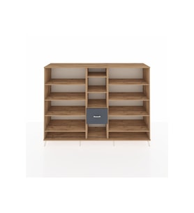 Hyperion Dolap 11 Raflı 3 Çekmeceli  220x44x163 Çam-Çam/Antrasit