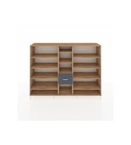 Hyperion Dolap 11 Raflı 3 Çekmeceli  220x44x163 Çam-Çam/Antrasit