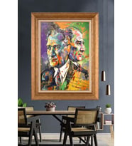 Altın Varaklı Çerçeveli Paspartulu Atatürk Tablo nh368 (Gold)
