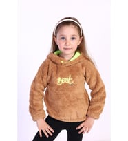 Toontoy Kız Çocuk Nakışlı Peluş Sweatshirt (Kahverengi)
