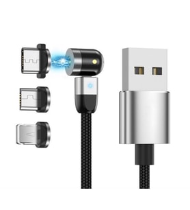 3 in 1 Şarj Kablosu Manyetik led Işıklı Hızlı Şarj 3A Usb-C İphone