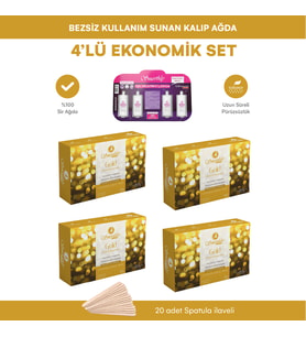 Smoothly GOLD kalıp ağda 500 g x 4 adet 2000 G. 20 adet spatula 4 lü tüy losyon