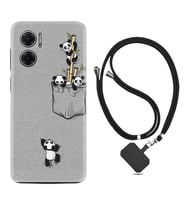 Xiaomi Redmi Note 11E Kılıf Silikon Boyun Askılı İpli Desenli Silikon Pandalar 1798