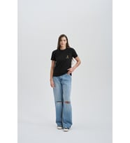 Brainstorming Kadın Baskı Taş T-Shirt (Siyah)