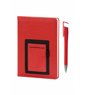 Sedef Silver 13 x 21 Kanguru Cepli Termo Deri Tarihsiz Ajanda Defter Telefon Tutucu lu Kalem Seti (Kırmızı)