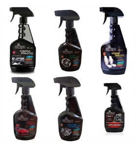 6'lı Araç Bakım Seti Torpido Jant Döşeme Motor Lastik Parlatıcı Hızlı Cila Spreyi 500 ml