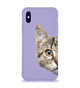 Apple iPhone X Uyumlu Lansman Kılıf Catface Tasarımlı Altı Kapalı İçi Kadife Kaplı Silikon Kapak (Şeffaf)