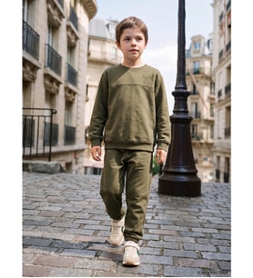 LCW Kids Haki Baskılı Erkek Çocuk Eşofman Takımı