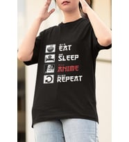 Anime Eat Sleep Anime Tişört (Siyah)