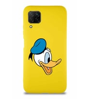 Huawei P40 Lite Soft Premier Kapak Donald Duck-F Tasarımlı Silikon Kılıf - Sarı (Şeffaf)