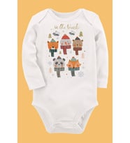 Organik Baskılı Pamuklu Unisex Bebek Body UZUNKOLE38