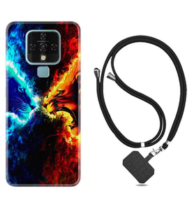 Tecno Camon 16 18P Pova Kılıf Boyun Askılı Silikon Red Blue Leon 1714