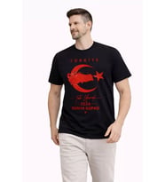 Erkek TÜRKİYE Ay Yıldız Baskılı Taraftar Forma T-Shirt - Siyah