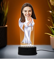 Doğum Günü Hediyesi,Sevgiliye Hediye, Kişiye Özel Fotoğraflı Melek Anne Karikatür 3D Led Lamba (Beyaz)