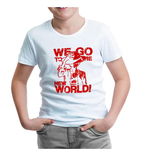 One Piece - We Go to the New World Beyaz Çocuk Tshirt