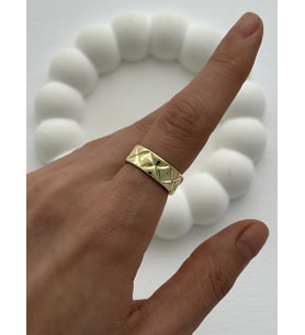 Özel Seri Pinterest Baklava Desen Ayarlanabilir Gold Yüzük